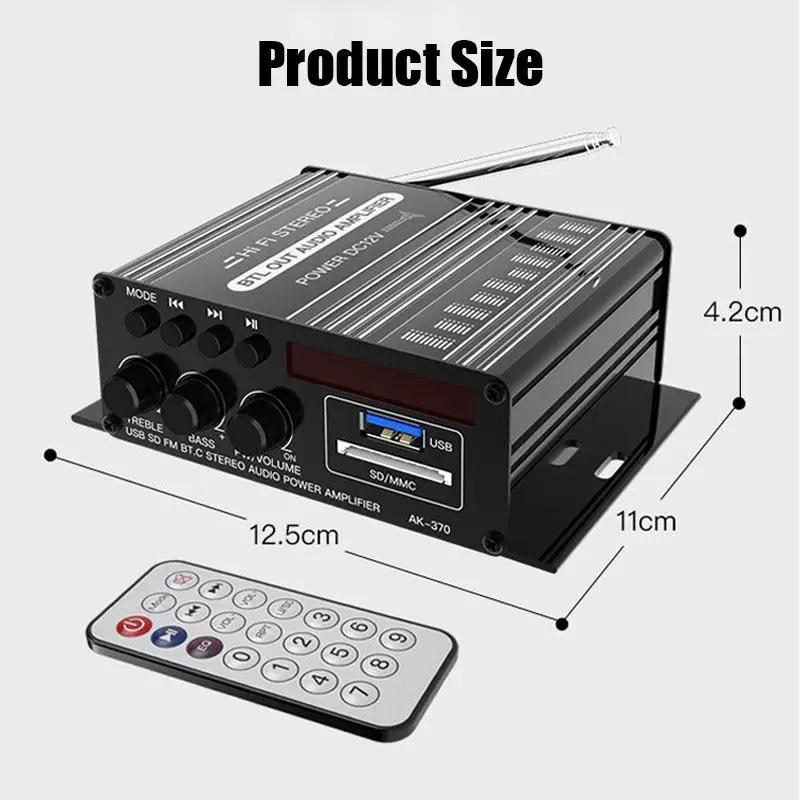 Home Mini Amplifier DC12V Audio Power Amplifier Stereo Subwoofer Bluetooth Player For Home Speakers and Car Media Systems