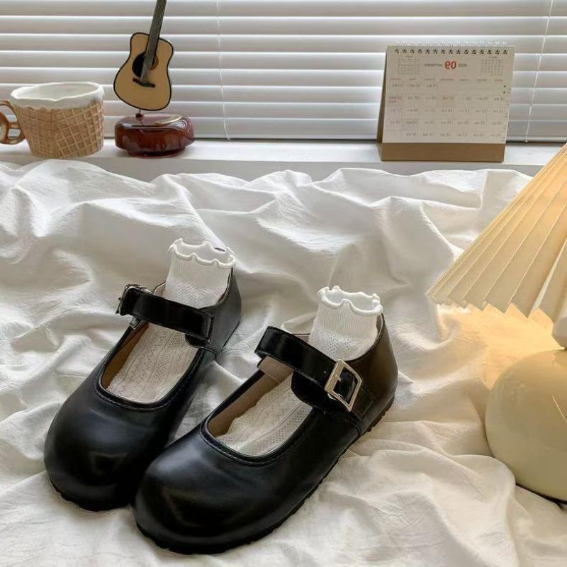 Retro Round Head Cute Mary Jane Single Shoes Women's Spring Flat Bottom Versatile Small Leather Shoes