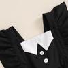 Newborn Infant Baby Girl Halloween Romper Dress Flutter Sleeves Square Neck Tulle Patchwork Jumpsuit Costumes
