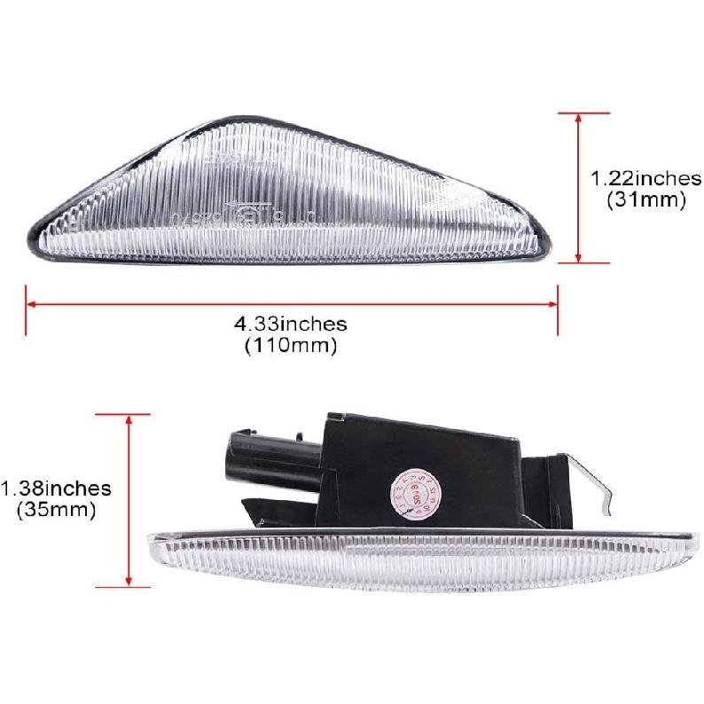 Clear Lens LED Side Marker Lights for 2007 2008 2009 2010 2011 2012 BMW E70 X5 E71 X5 E72 X5 F25 X3 Front Turn Signal Lights Lighting Housing OEM