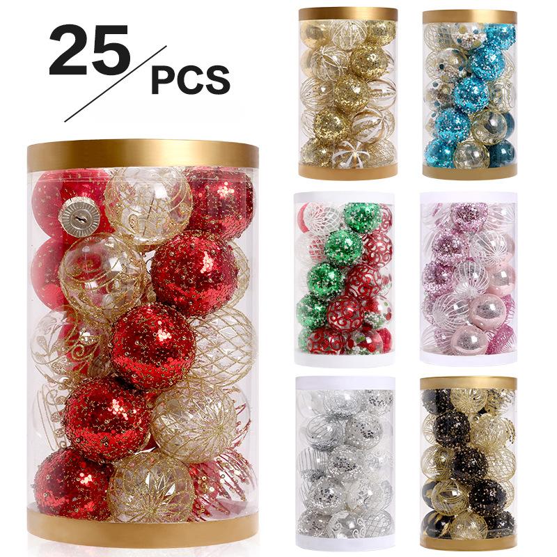 Christmas Ball Set Ornaments 25PCS for PET Painted Christmas Tree Party 2.36" Shatterproof Festive Decor Home New Year Accessory