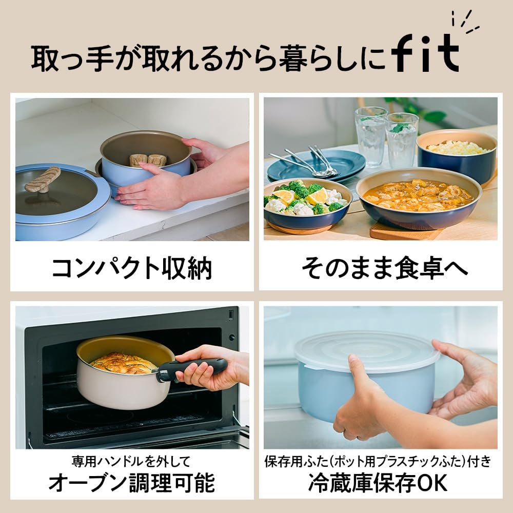 Evercook Fit Ei IH und Gasherd Smoky von Doshisha Rolle, Kompatibel, 500 Tage Garantie, PFOA-frei, PFOS-frei, Abnehmbar, Blau,