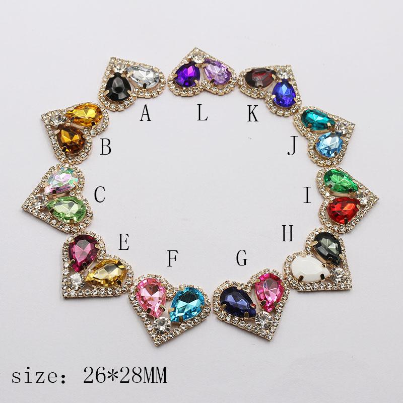 LKERAN 10pcs26 * 28MM Love Rhinestone Acrylic Button DIY Clothing Decoration Wedding Dress Handmade Decoration Accessories