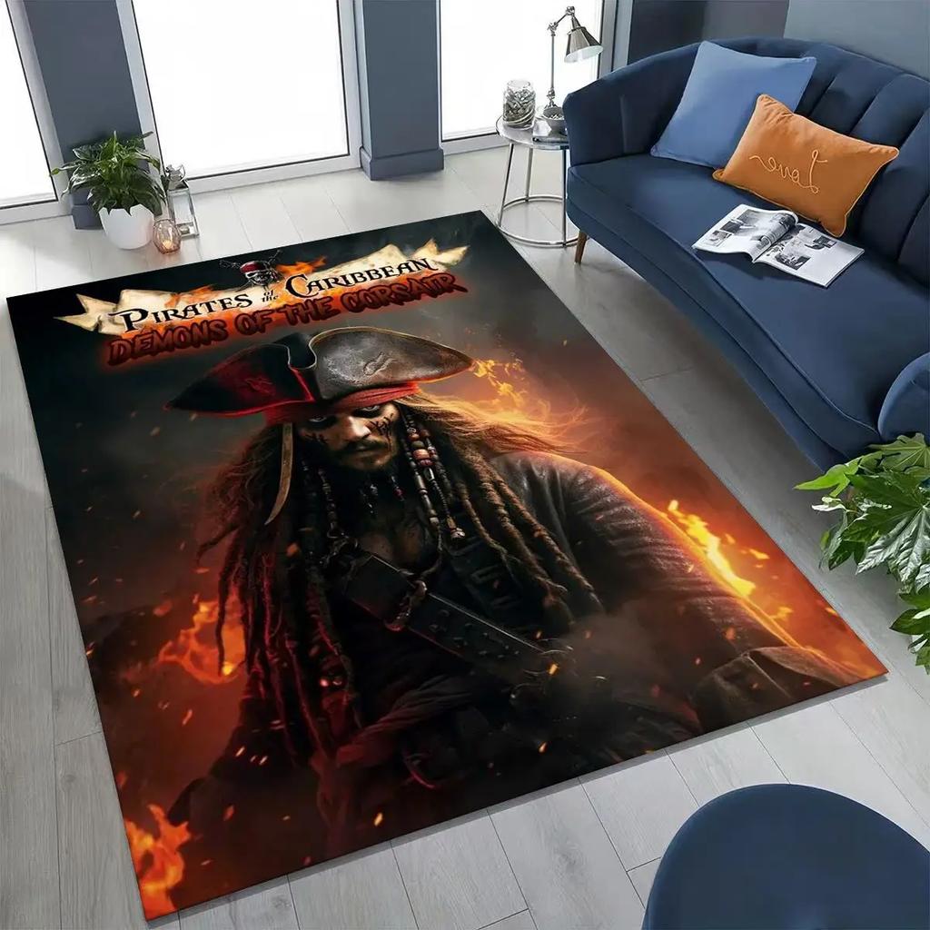 Captain Jack Pirates of The Caribbea Johnny Depp Carpet Rug for Bedroom Living Room Sofa Home Doormat Decor,Non-slip Floor Mat