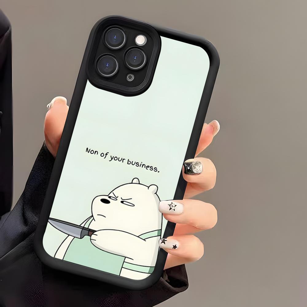 Ice Bear Phone Case For IPhone 17 Air 16 E 15 14 Plus 13 12 11 Pro Max Black Sky Eye Stepped Protective Case