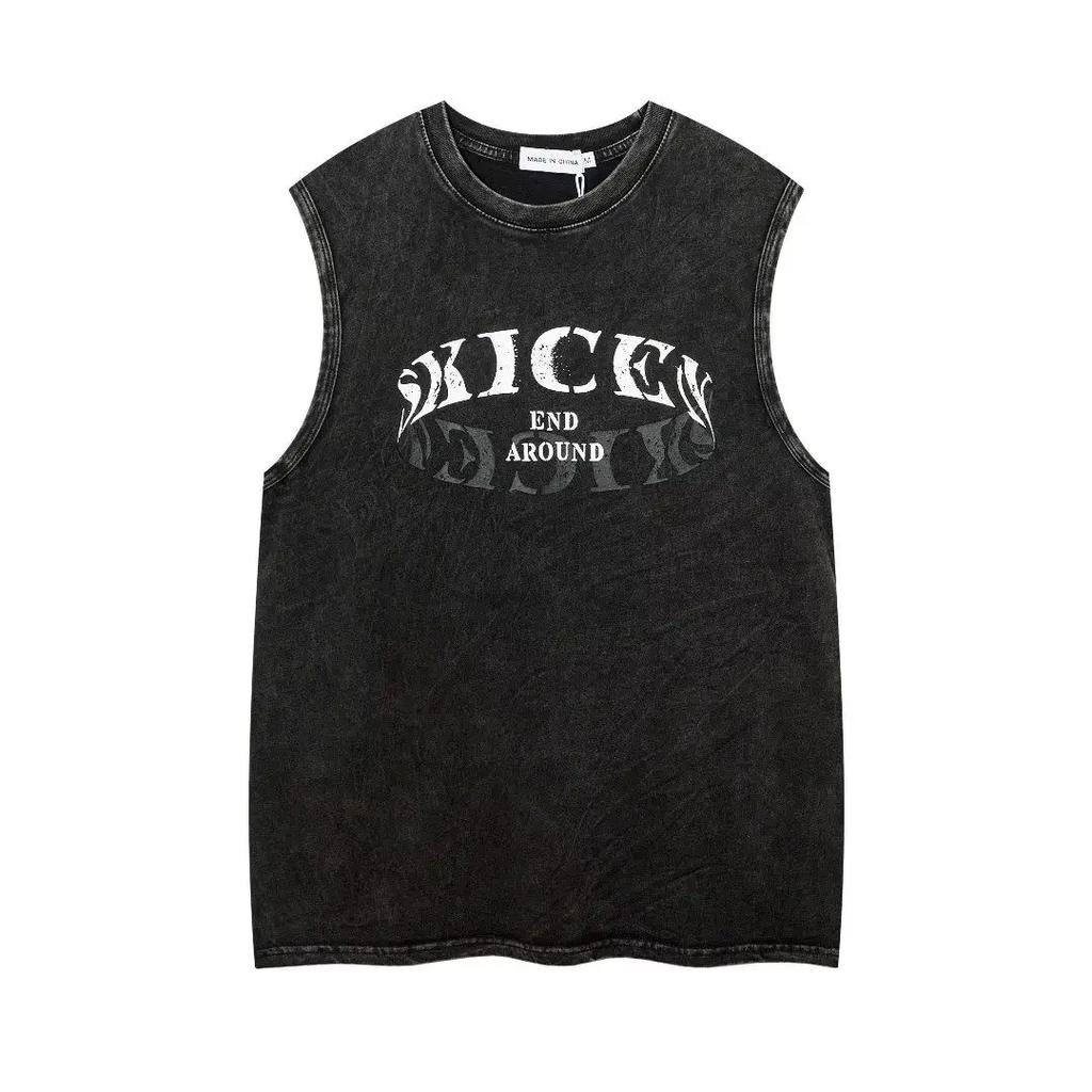 Street Cycling Vest Loose Casual Riding Retro Washed Old High Street Loose Hip Hop Vest Sleeveless T-shirt