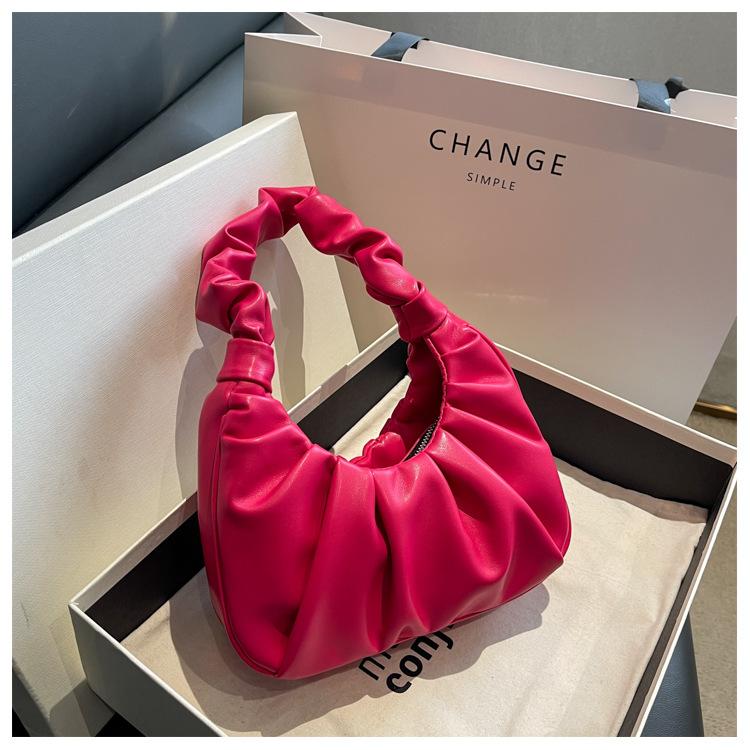 

Жіноча сумка в корейській версії, нова суцільна плісирована сумка з хмарами, проста жіноча сумка під пахвами, солодка сумка через плече рожевий