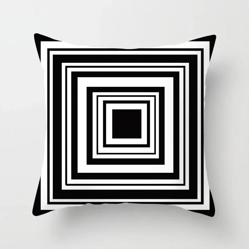 VIKAMA Minimalist Black White Cushion Cover Aesthetic Geometric Print Sofa Pillow Cover Living Room Car Soft Home Decor