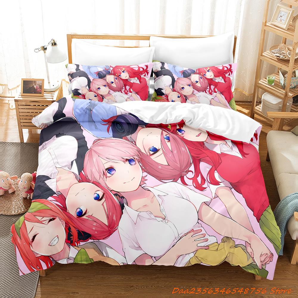New The Quintessential Quintuplets Bedding Set Cartoon Anime three-piece set Adult Kid Bedroom Duvetcover Sets cama de casa