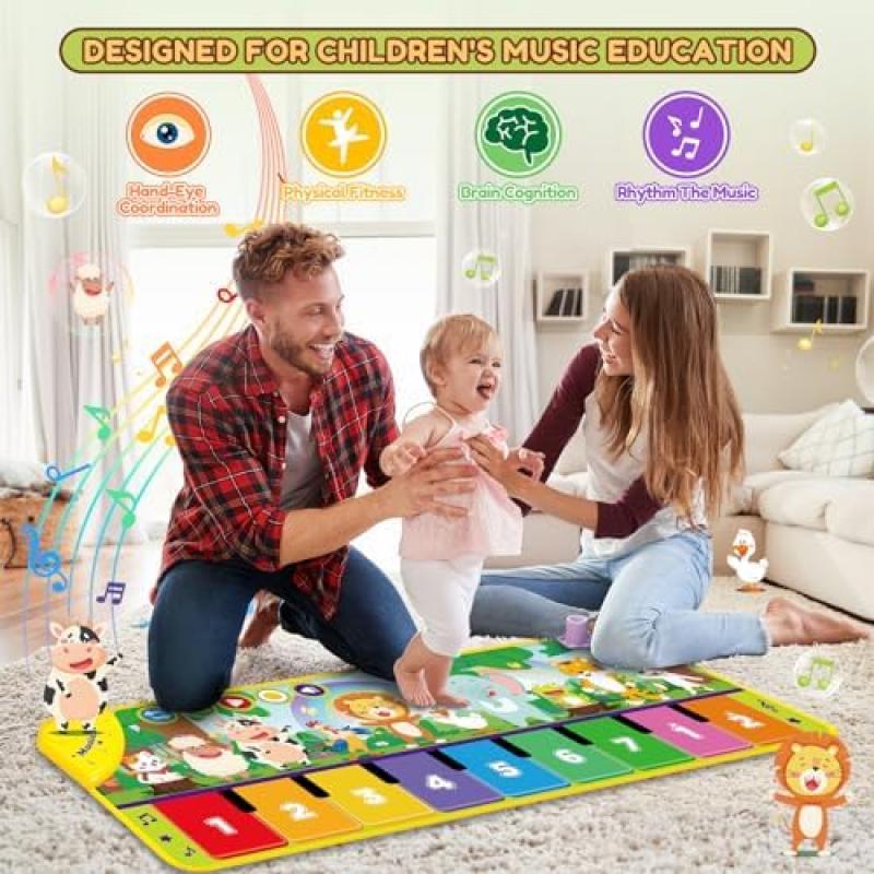 Baby Music Play Mat, Piano Dance Mat for Toddlers 1-3 Years Old, Educational Toys, Christmas Birthday Gifts for Boys Girls