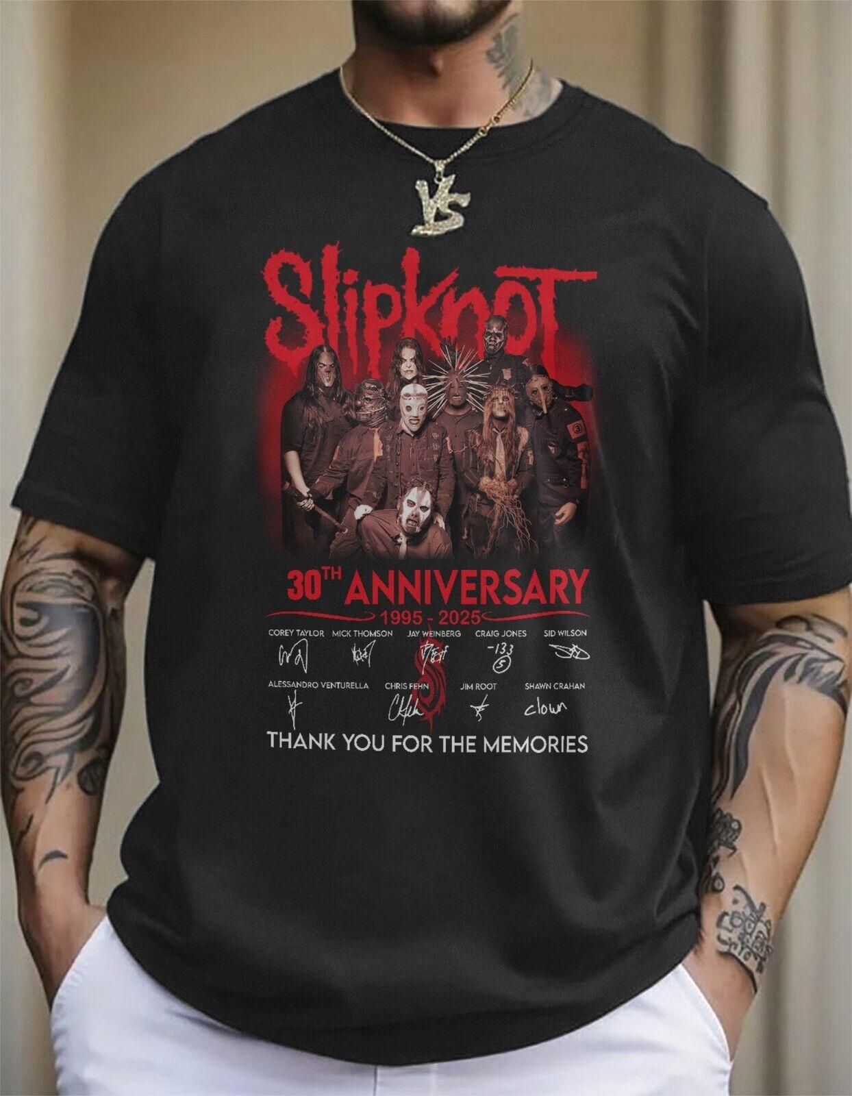 slipknot рок-группа 30-летие винтажная футболка 1995 2025 мужская 100% хлопок футболка мужские футболки топ L