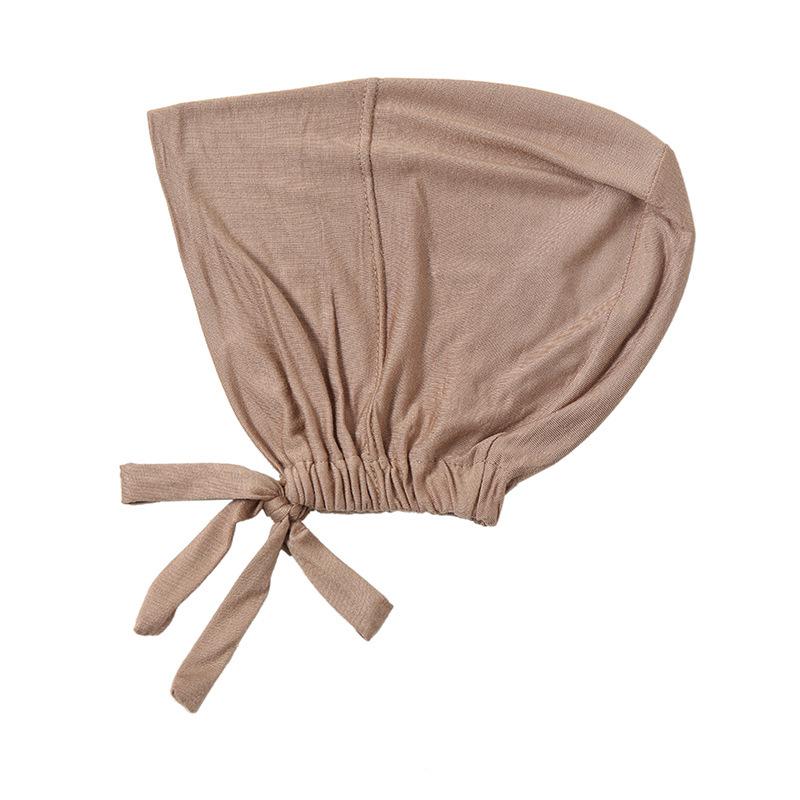 Modal Mercerized Cotton Elastic Drawstring Base Cap Solid Color Women's Hijab