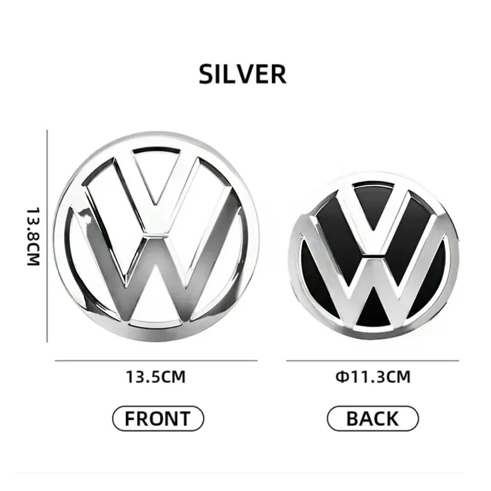 

2026 Hot For VOLKSWAGEN VW Car Front Grille Emblem 137MM Rear Trunk Lid Badge 115MM Black Auto logo For Volkswagen VW Golf 7 mk7 Golf 7 2014-2017