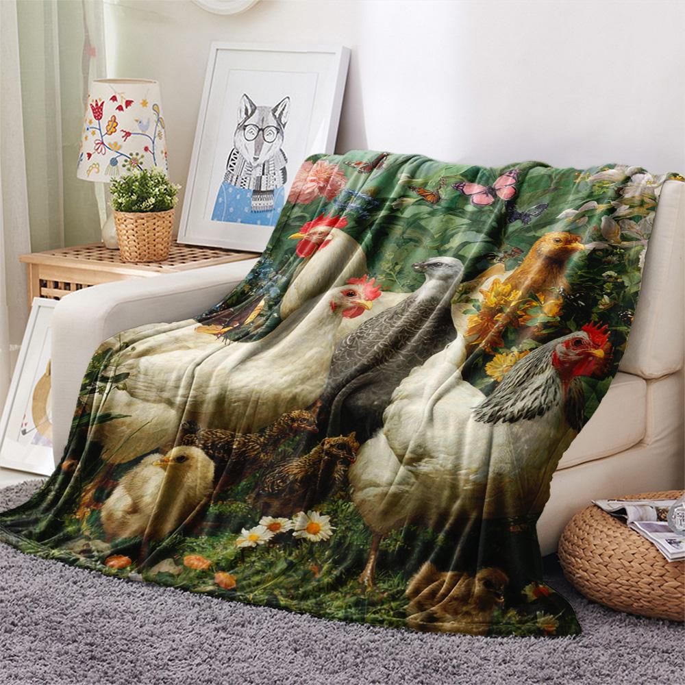 1PC Bloom Flock Print Flannel Blanket, High quality Comfortable for All Seasons, Home Decor, Warmth and Comfort