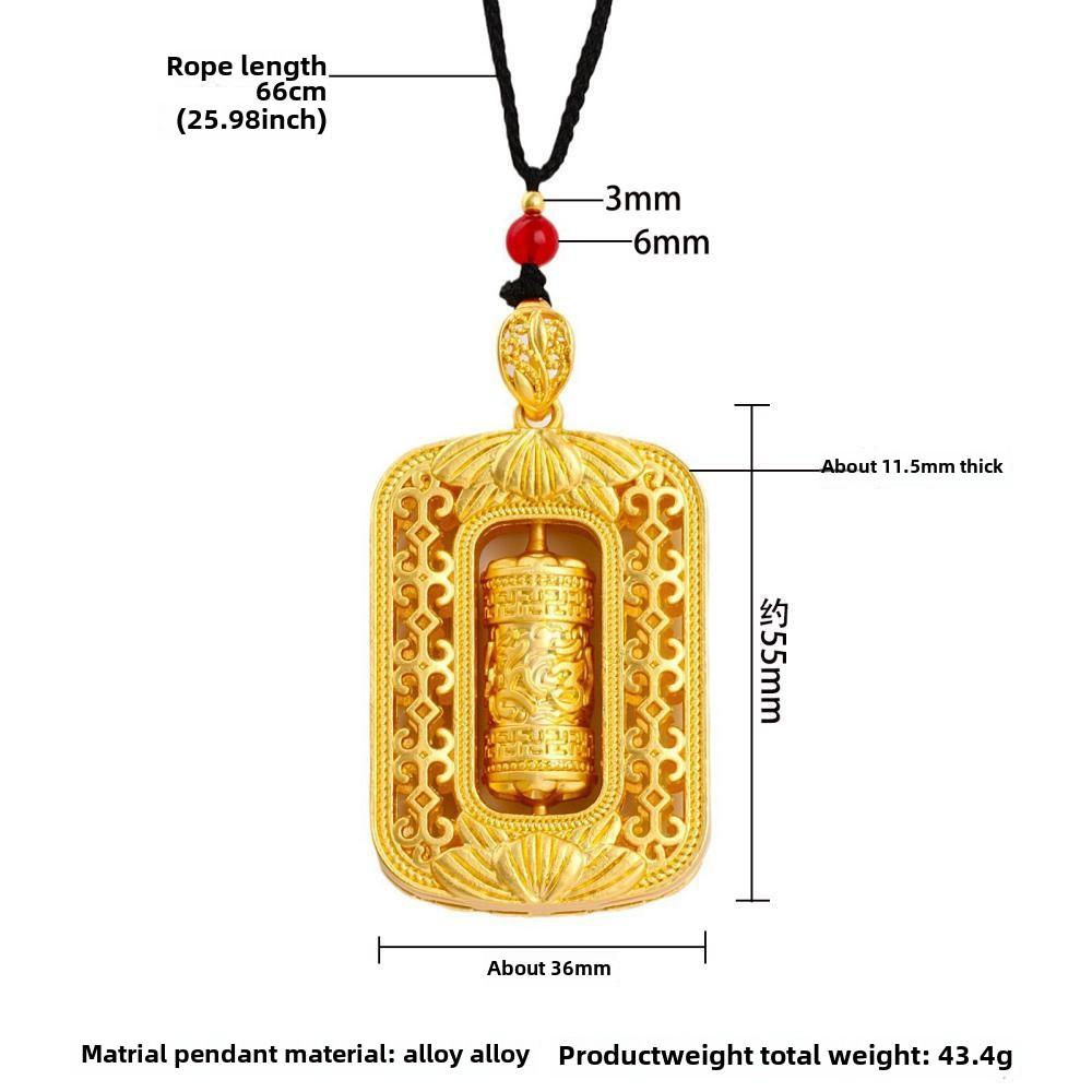 Náhrdelník s přívěskem z pískového zlata Buddha Dragon Yellow Gold Černý provazový řetízek na krk