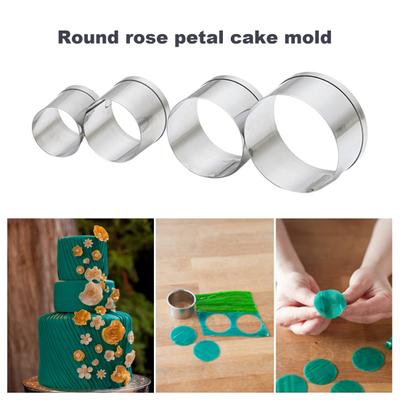4 pezzi Stampo per torta a forma di petalo di rosa, tagliabiscotti in acciaio inossidabile, stampo in argilla a forma di fiore, strumento per decorare torte, teglia resistente per cioccolatini