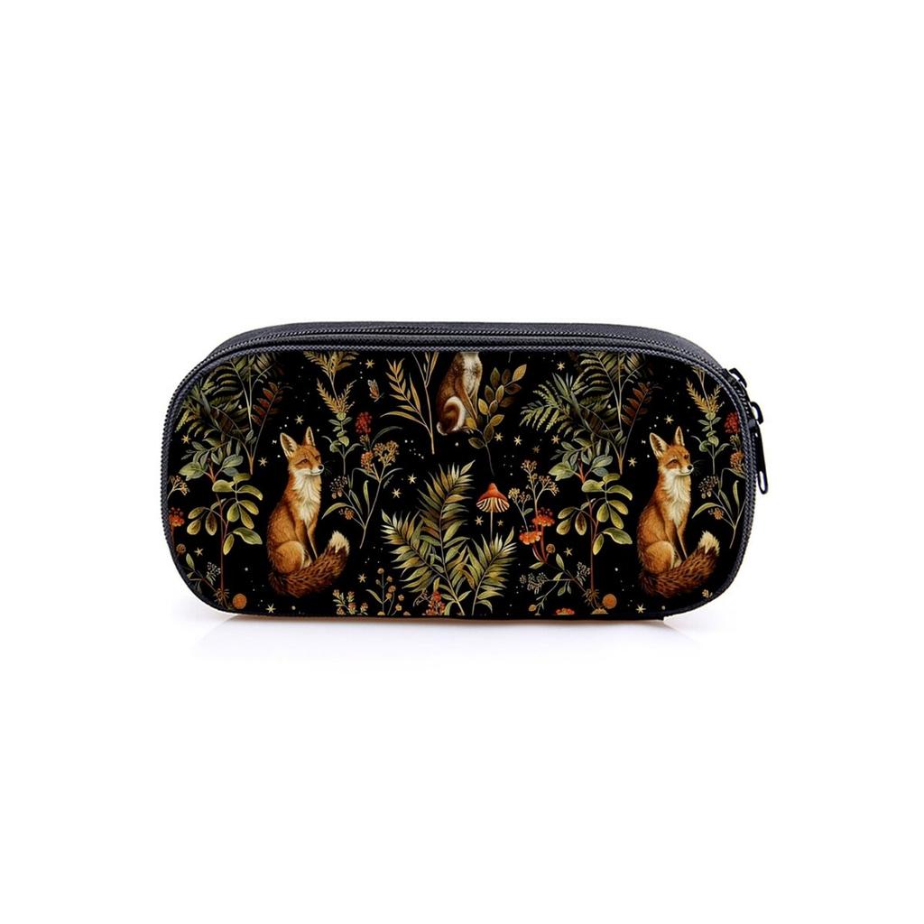 Cute Fox Pattern Layered Fabric Pencil Case for Boys and Girls Best Gift 2D Cartoon School & Office Use
