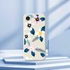 For iPhone 16e Case Pink White Flowers Blue Leaves Pattern Printing Straight Edge TPU Phone Back Cover