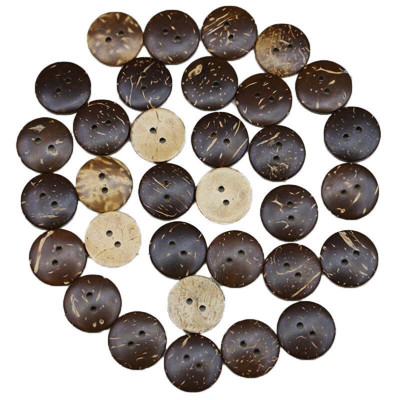 (50Pcs/pack)2cm 2-Hole Coconut Shell Pattern Circular Wooden Button Jeans Bags Use Buttons Garment Sewing Decorative DIY
