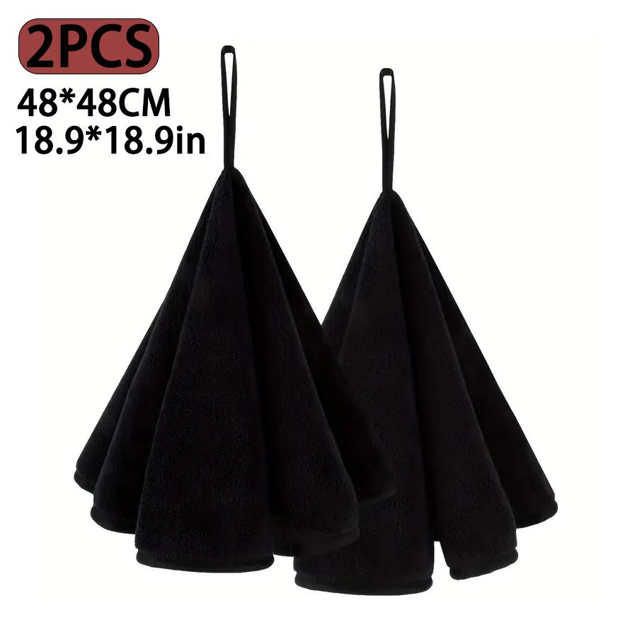 

2 шт. 48×48 см Подвесные кухонные полотенца - Сверхвпитывающие мягкие полотенца для рук со шнурком для ванной и кухни, Многоцелевые мочалки 2pcs чёрный