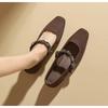 French Rhinestone One-strap Flat Shallow Opening Mary Jane Single Shoe 2025 New Style Small Square Toe Low-heeled Ballet Shoe