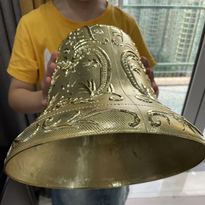 80cm Extra Large Golden Christmas Bell Ornament with Dual Clocks and Speakers for Mall, Hotel, or Bar Decor