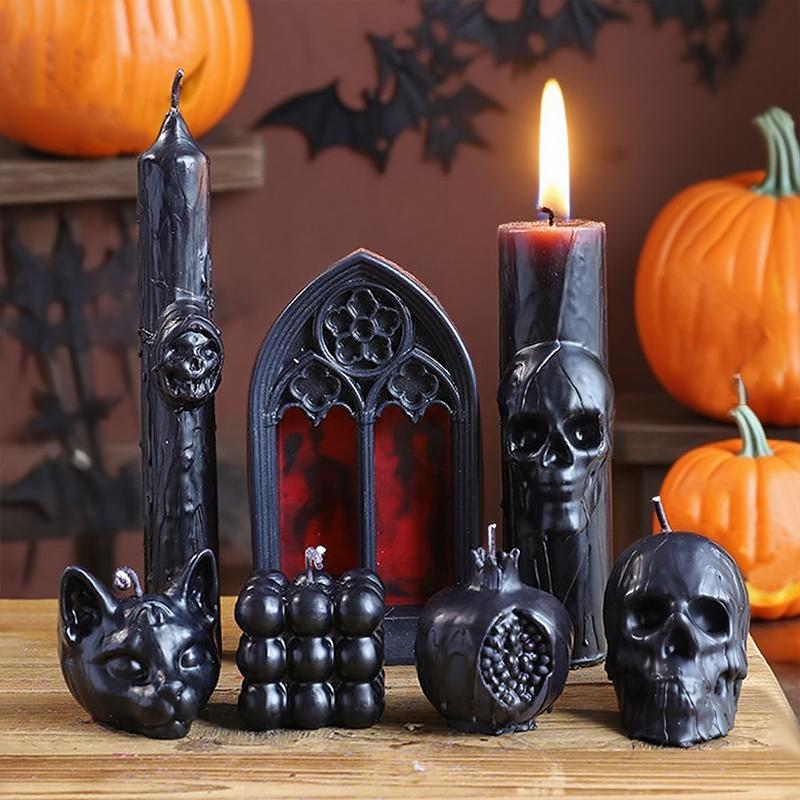 1PC Black Skull Aroma Candle Decor Candle Gothic Horror Scented Candle Macabre Skeleton Wax Melt