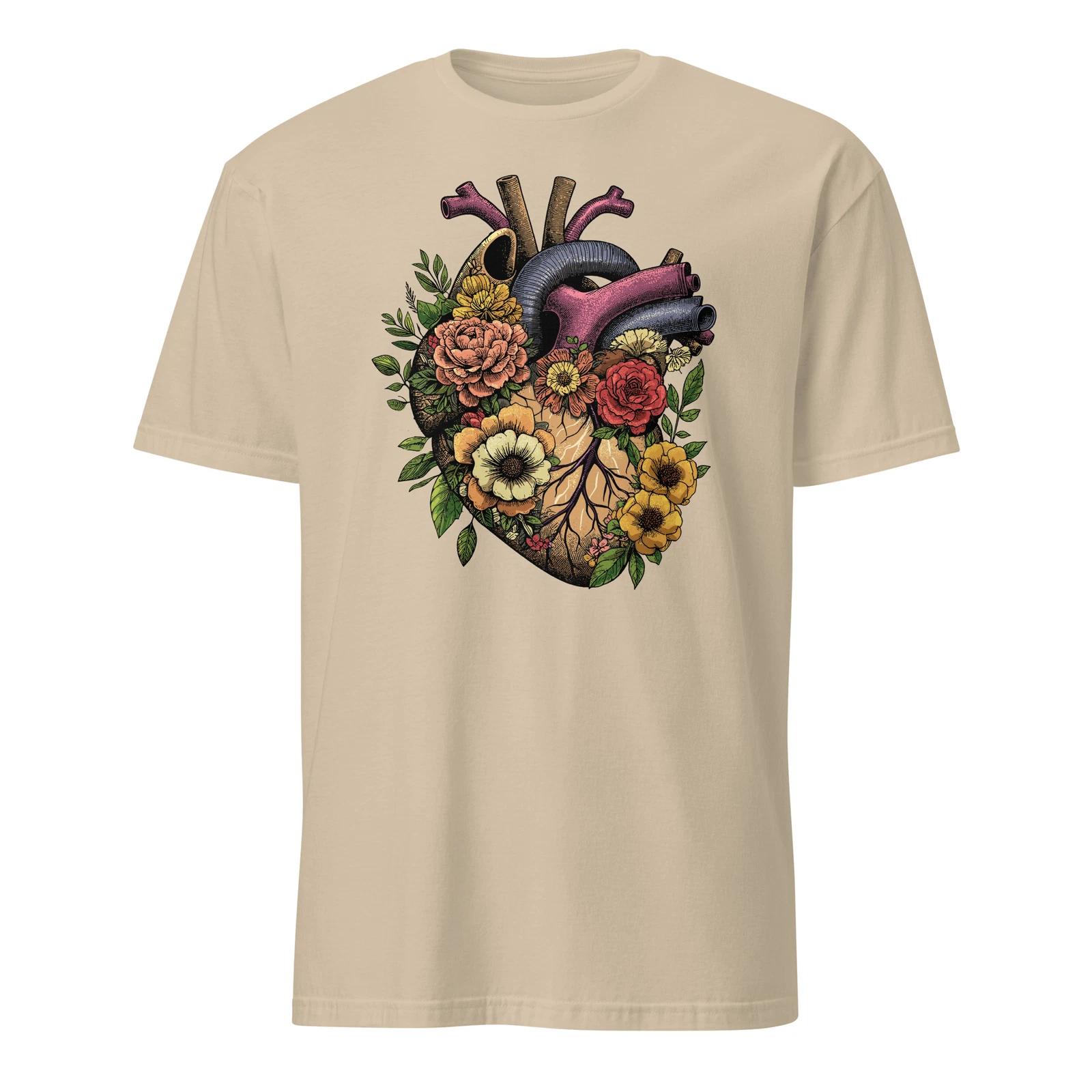 Anatomical Heart Shirt Nurse Floral Heart Flower T-Shirt Size S-3XL Gift Tee 4XL