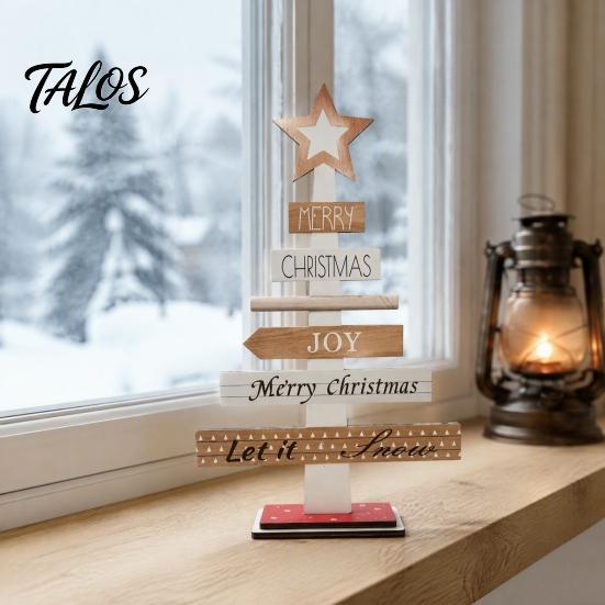 Handmade Xmas Table Centerpieces Christmas Tree Ornament, Wooden Letter Sign Decorative Small Festive Accents for Office Compact Stable Party Supplies