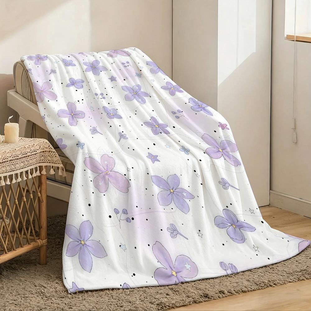 flowers cute Throw Lightweight 240g Flannel Blanket Soft Skin-friendly for Summer Cooling