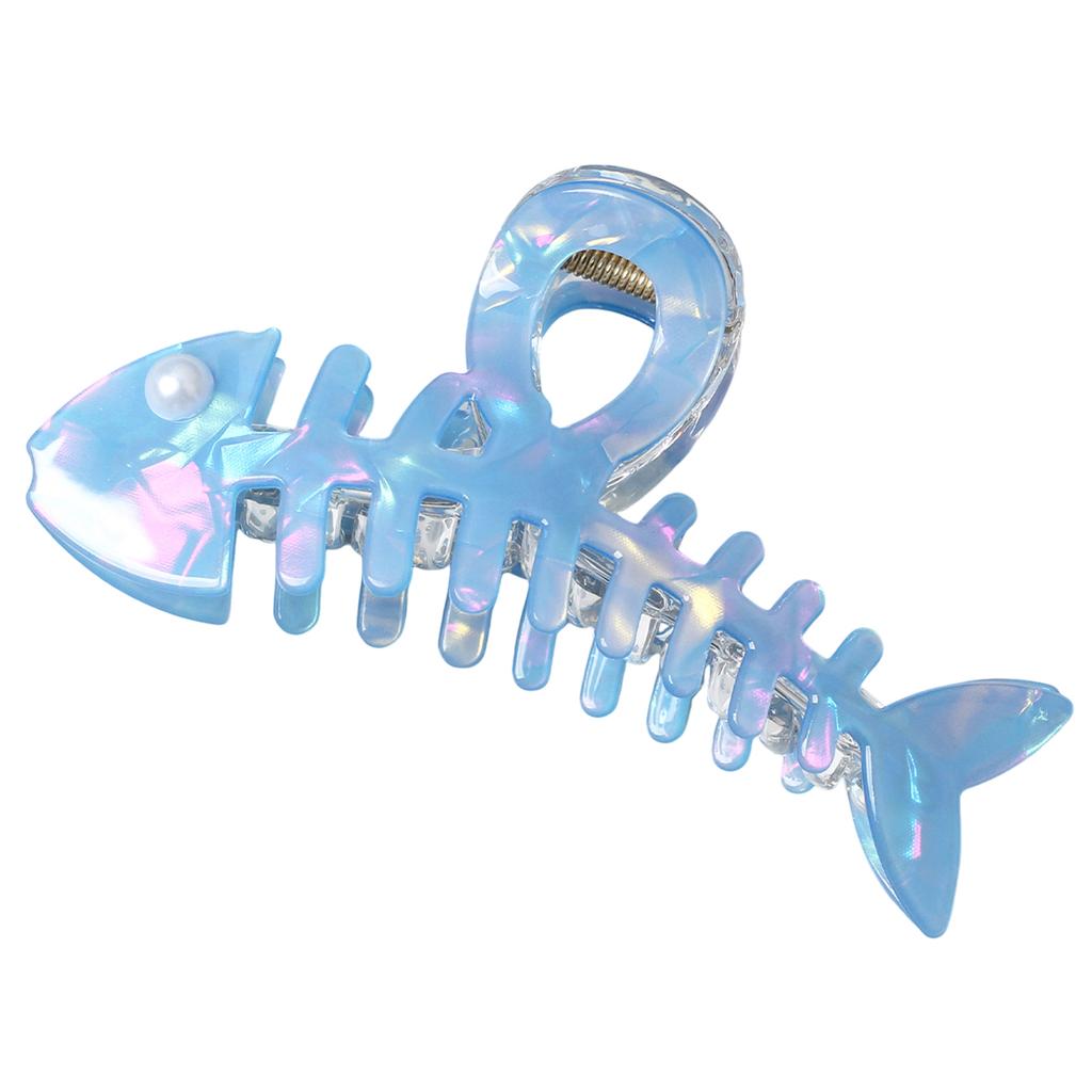 Pearlescent Girls Hair Claw Creative Fish Bone Shaped Shark Gripper For Women Trendy Hair Decor Accessories INS Style Hair Clips