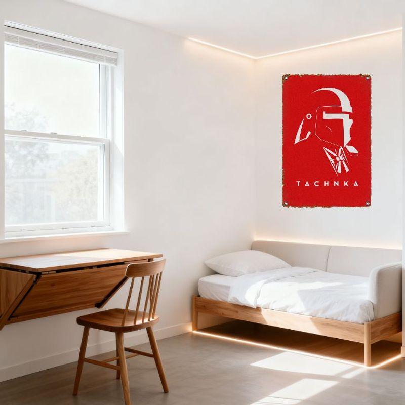 TACHNKA Sci-Fi Warrior Helmet Vintage Metal Sign Industrial Wall Decor for Bar Pub Home Cafe, Retro Textured Metal Poster with S