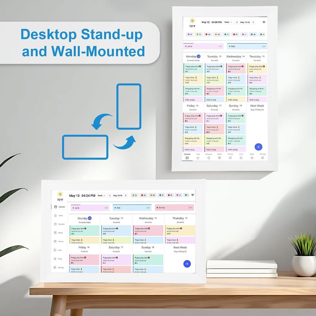 15.6 Inch Wall Planner Digital Calendar Chore Chart WiFi Smart Touchscreen Interactive Display Wall Desk Mount APP Control 32GB