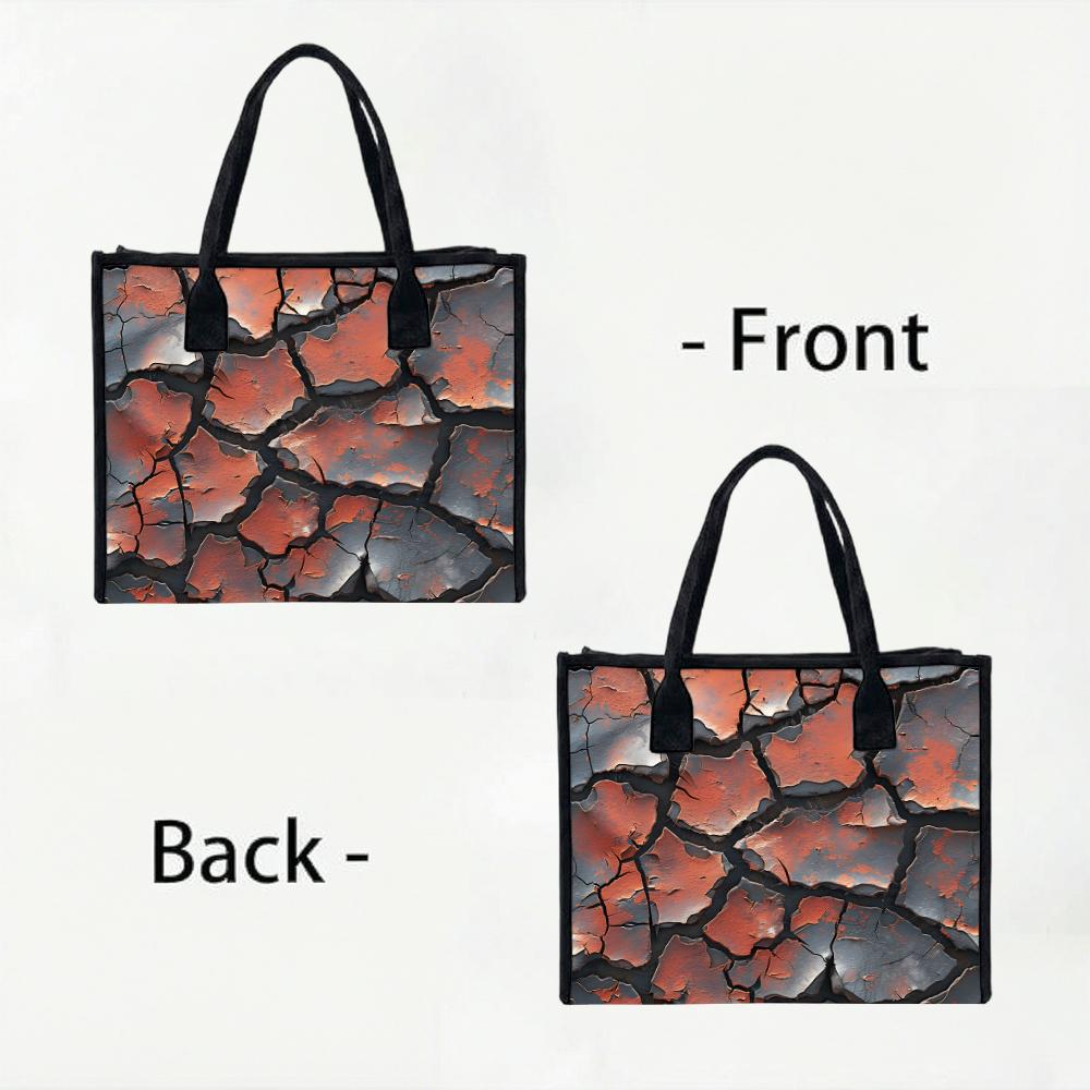 Fashion Cracked Pattern Tote Bag Large Capacity Daily Use Shoulder Bag for Women Portable Shopping Handbag