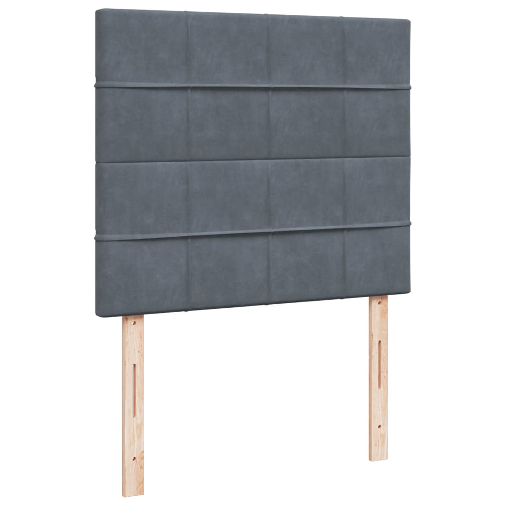 Box Spring Bed with Mattress Dark Gray 120 x 190 cm Velvet