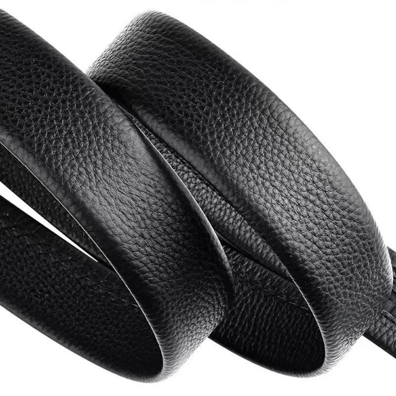 Men's Cowhide Belt Without Head Automatic Buckle Belt Men's Business Trousers Genuine Leather Belt Strip