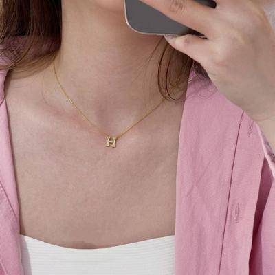 S925 Sterling Silver Letter H Pendant Temperament Clavicle Chain Pendant H Clavicle Necklace Simple Fashion Jewelry Hot Silver Necklace