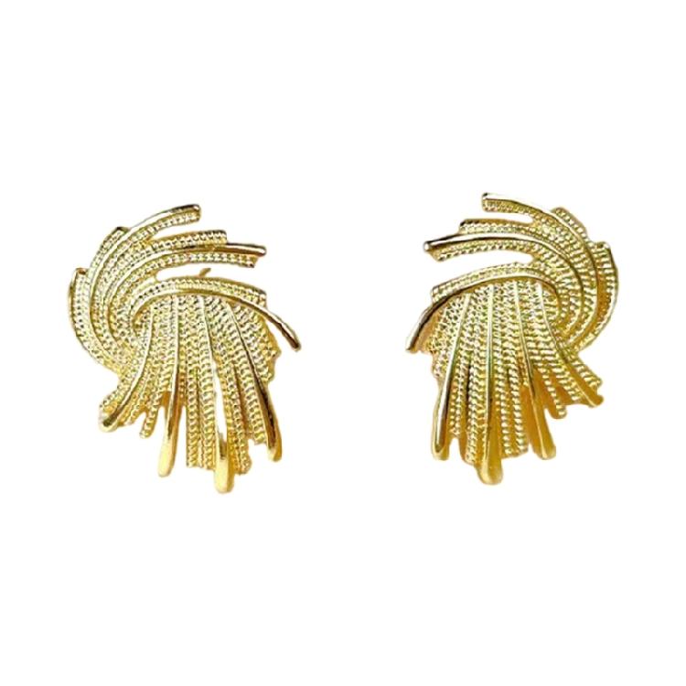 Многофункциональные Золотые Серьги Вечерние Аксессуары Модные Серьги-Гвоздики Модные Серьги Металлическая Текстура Подходят для Любого Наряда 1