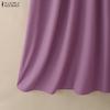 ZANZEA Women Casual Round Neck Solid Color Loose Long Sleeve Dress