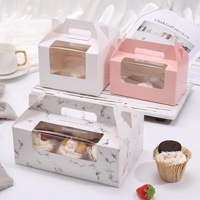12ks krabičky na košíčky Hnědá krabička na košíčky z kraftového papíru s okénkem a držadly Hromadná pekárna Balicí krabička na pečivo na Muffin Cupcake Svatební párty Miminko