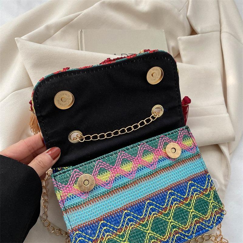 Umhängetasche Damentasche neue Ketten-Umhängetasche Damen Fransen kleine quadratische Tasche personalisierte Messenger-Tasche