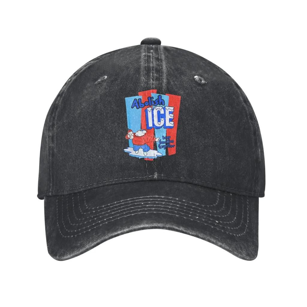 Abolish ICE Unisex Baseball Caps  Distressed Denim Washed Hats Cap Vintage Outdoor Activities Adjustable Sun Cap