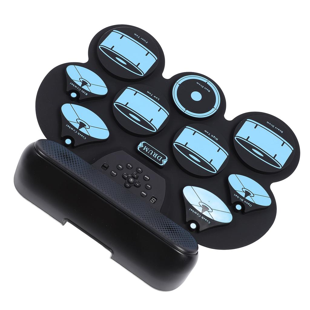 Electronic Drum Pad Hand Rolled Drum Pad Double Speakers Rechargeable Silicone Roll Up Drum Pad