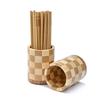Round Wooden Chopstick Holder - Engraved Logo Utensil Storage Box for Home and Restaurant Dining