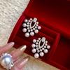 Korean temperament zircon water drop-shaped pearl earrings, earrings, fashionable, exquisite and simple earrings.