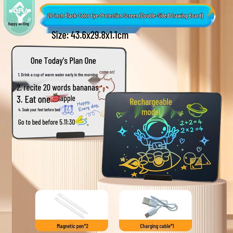 

Rechargeable Double-Sided Children s LCD Writing Tablet - Magnetic Frameless Doodle & Drawing Board with Storage