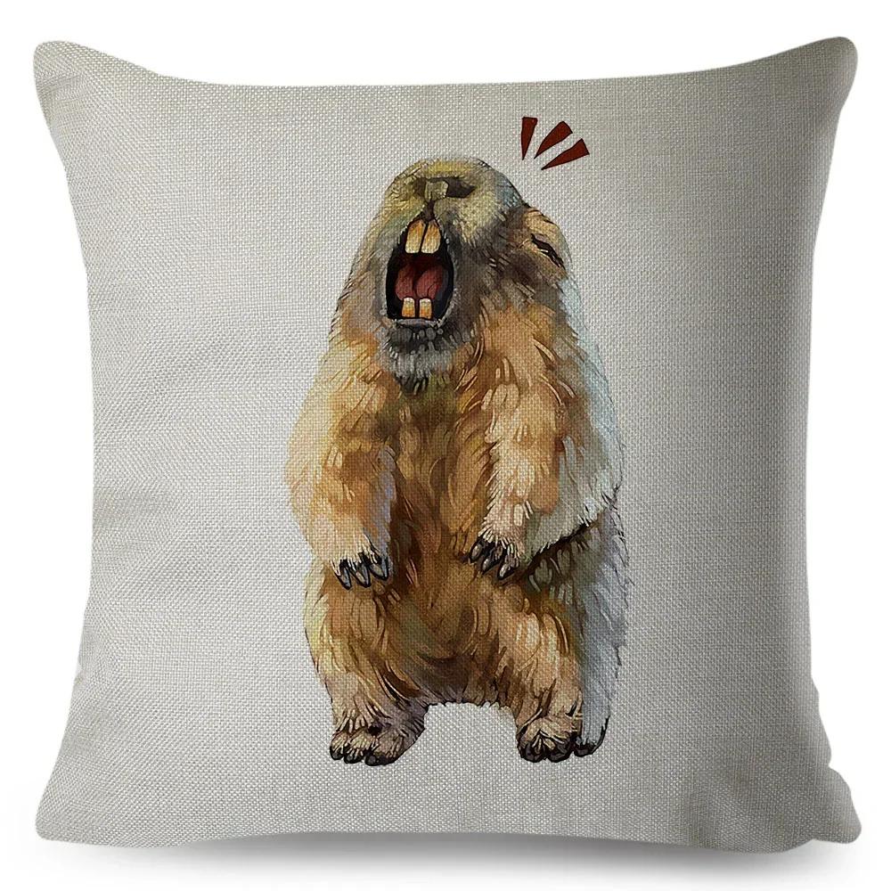 Cute Cartoon Animal Pillowcase Watercolor Animal Cushion Cover Living Room Bedroom Sofa Linen Decorative Pillowcase
