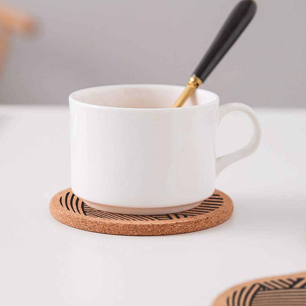 MinniLove Cork Coasters, Pack of 4, Water-Absorbent, Thick, Non-Slip, Round, Heat-Resistant, Durable, Perfect for Teahouses, Cafes, Restaurants,