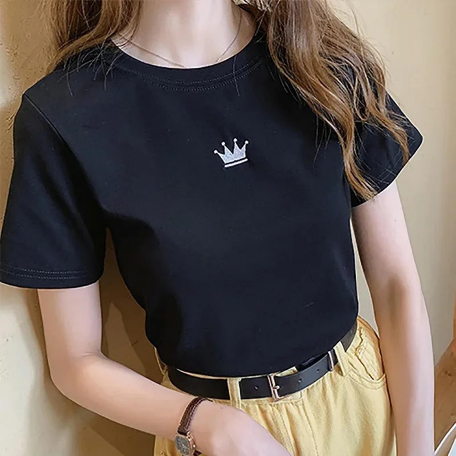2025 Solid Color Short Sleeve Women s Short Sleeve T-Shirt Summer Loose Women s T-Shirt High Quality Pattern CCXX252 S