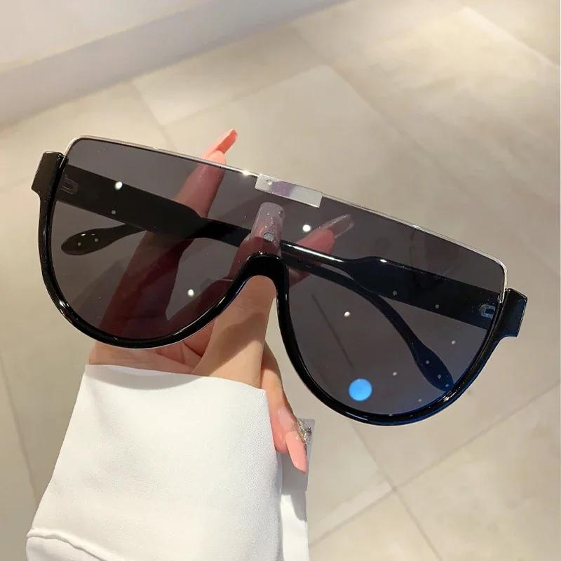 Vintage Semi-round Sunglasses Women Fashion Monoblock Outdoor Goggle Shades Ins Trending New Design UV400 Eyewear